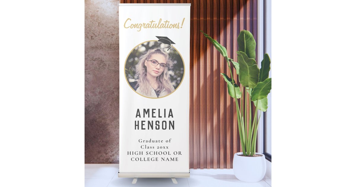 Congratulations Graduate Photo Graduation Party Retractable Banner | Zazzle