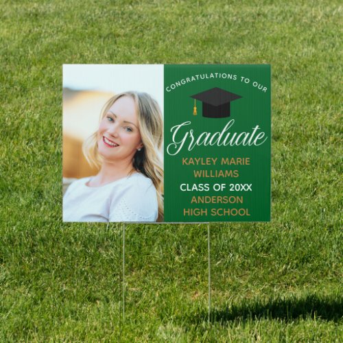 Congratulations Graduate Photo Green Graduation Sign