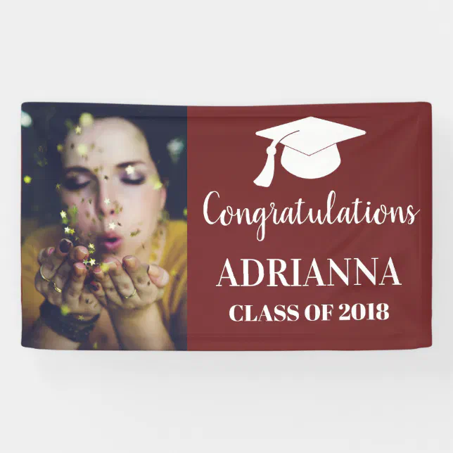 Congratulations Graduate Photo Maroon Banner Zazzle