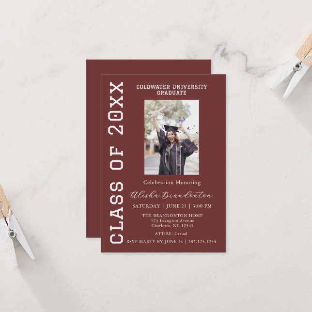 Congratulations Graduate Photo Party Invitation (Front/Back In Situ)