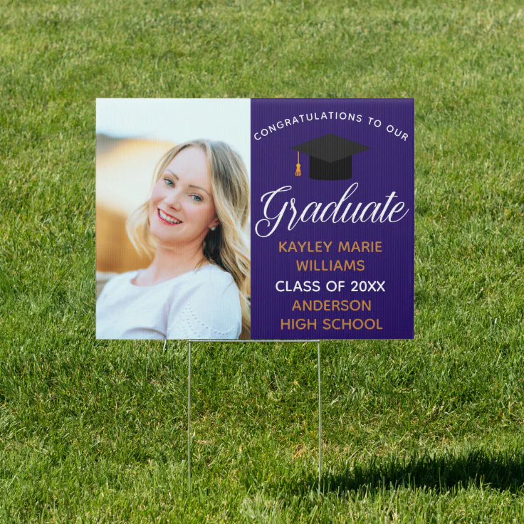 Congratulations Graduate Photo Purple Graduation Sign 