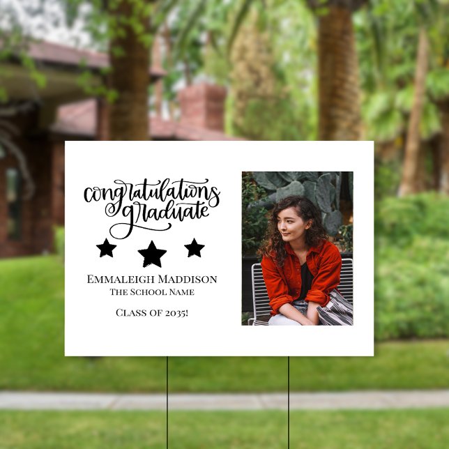 Congratulations Graduate Photo | White Custom Sign (Creator Uploaded)