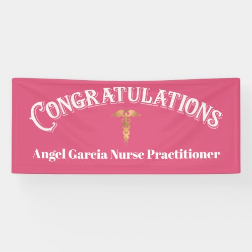 Congratulations Graduate Pink Nurse Practitioner Banner