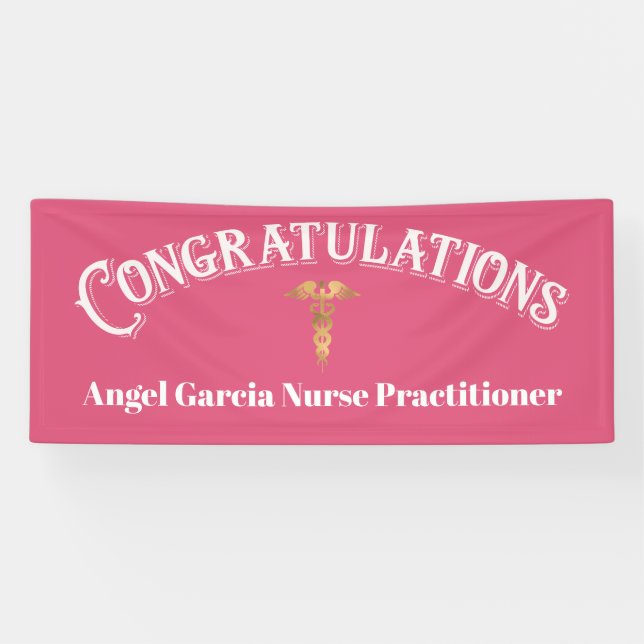 Congratulations Graduate Pink Nurse Practitioner Banner (Horizontal)