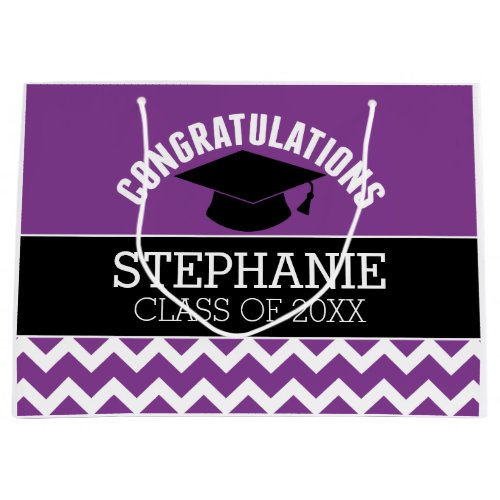 Congratulations Graduate _ Purple Black Graduation Large Gift Bag