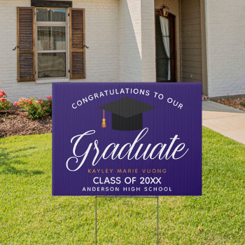 Congratulations Graduate Purple Gold 2024 Yard Sign by epicdesigns at Zazzle