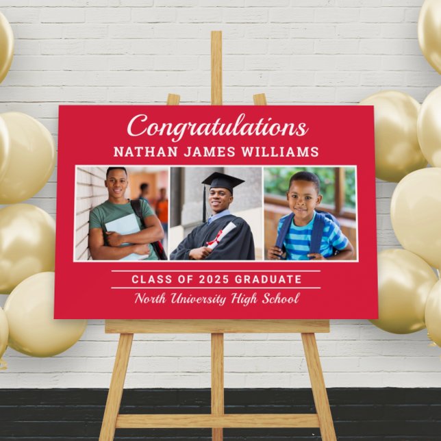 Congratulations Graduate Red 3 Photo Graduation Foam Board (Creator Uploaded)