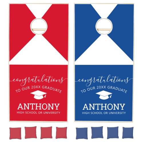 Congratulations Graduate Red and Blue Graduation Cornhole Set