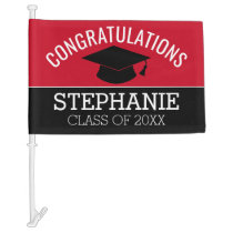 Congratulations Graduate - Red Black Graduation Car Flag Congratulations Graduate - Red Black Graduation Car Flag