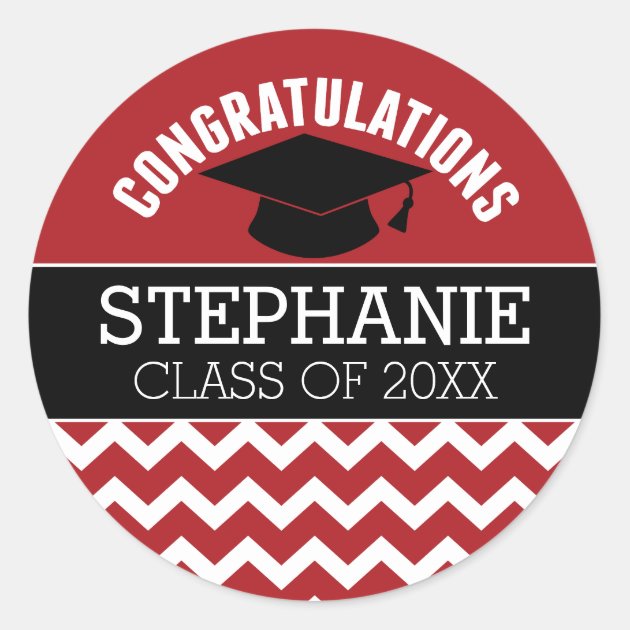 Congratulations Graduate - Red Black Graduation Classic Round Sticker