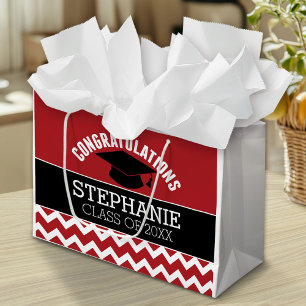 Congratulations Graduate - Red Black Graduation Large Gift Bag
