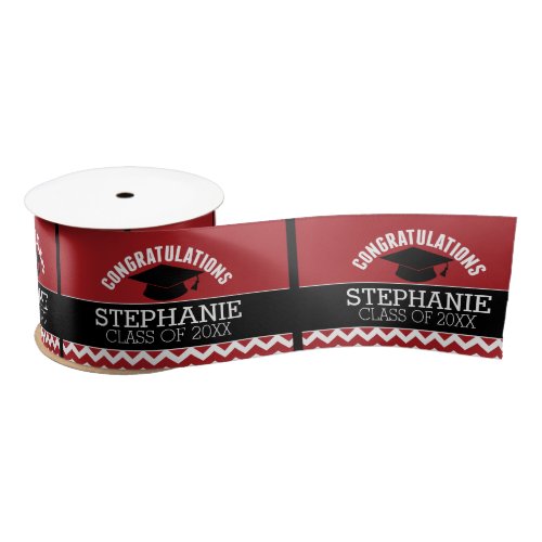 Congratulations Graduate _ Red Black Graduation Satin Ribbon