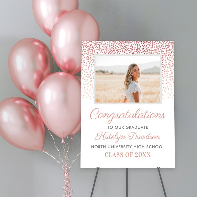 Congratulations Graduate Rose Gold Confetti Photo Foam Board (Creator Uploaded)
