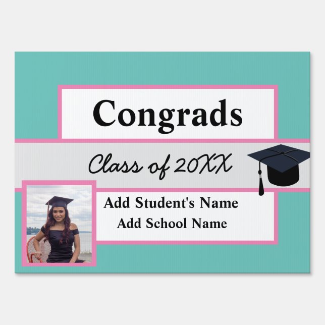 Congratulations Graduate School Name Photo Sign (Front)