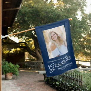 Congratulations Graduate Script Photo House House Flag