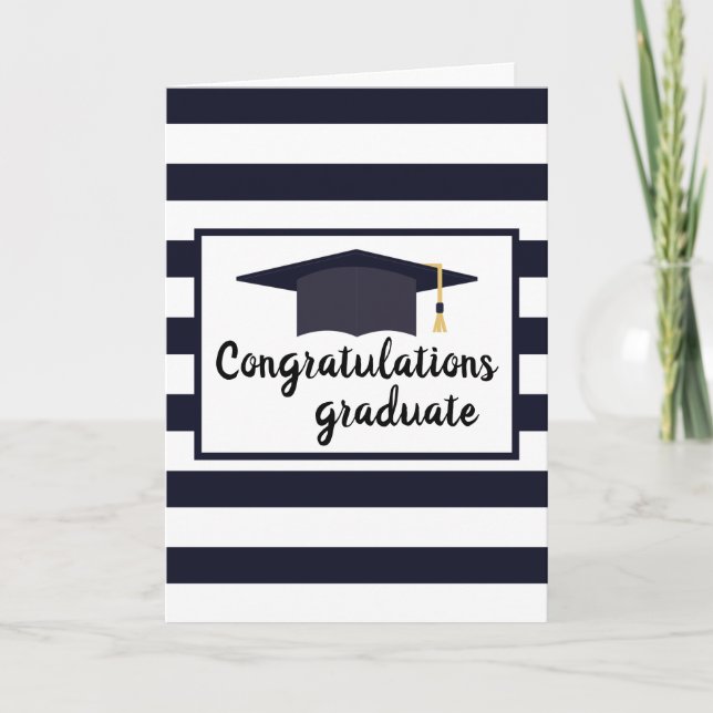 Congratulations Graduate Stripes Black White Card (Front)