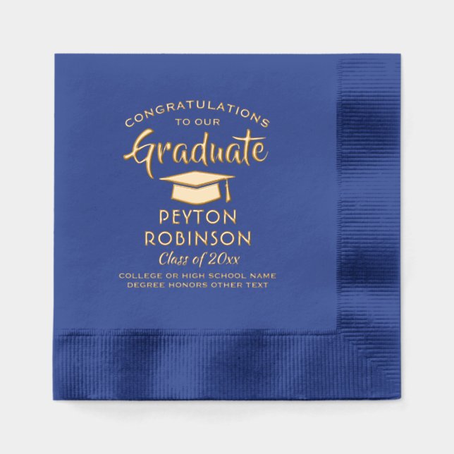 Congratulations Graduate Stylish Graduation Real Foil Napkins (Front)