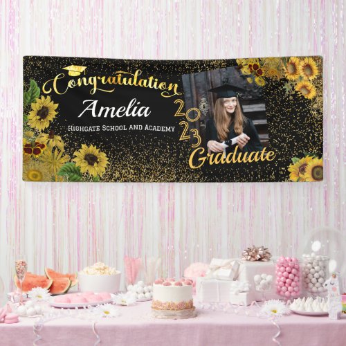 Congratulations Graduate sunflower Gold Photo  23 Banner