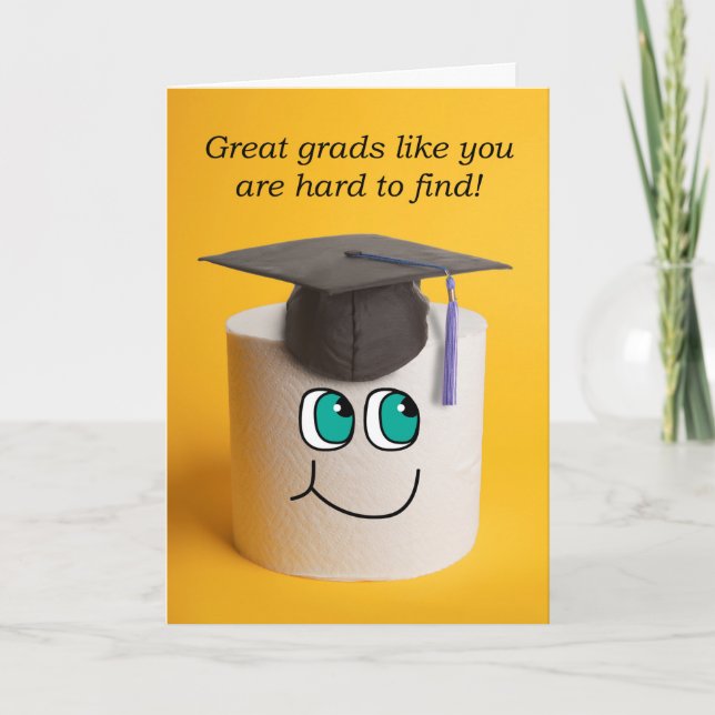 Congratulations Graduate Toilet Paper in Cap Humor Holiday Card (Front)