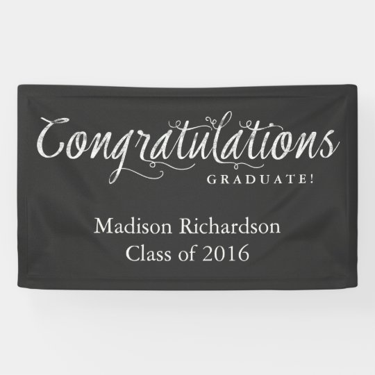 Congratulations Graduate Trendy Chalkboard Style Banner