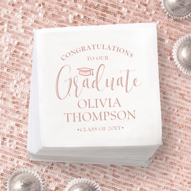 Congratulations Graduate Trendy Script Graduation Foil Napkins (Creator Uploaded)