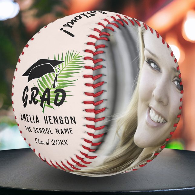 Congratulations Graduate Tropical Leaf Photo  Softball (Creator Uploaded)