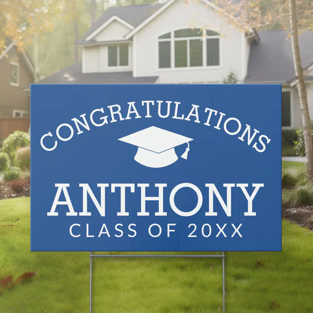 Congratulations Graduate Virtual Graduation - blue Sign | Zazzle