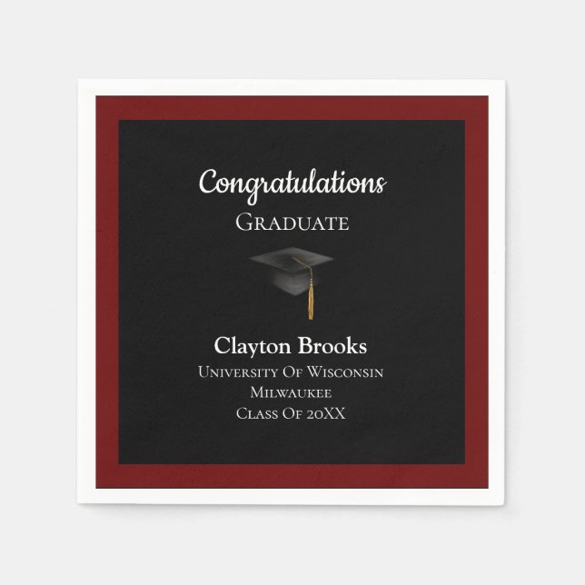 Congratulations Graduate With Cap Napkins (Front)