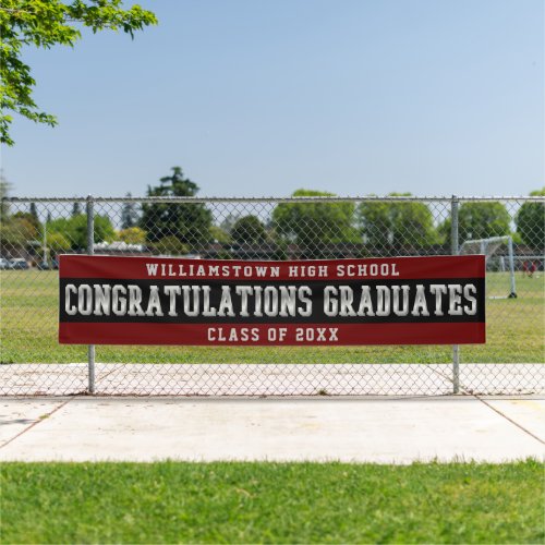Congratulations Graduates Dk Red  Black  Silver Banner