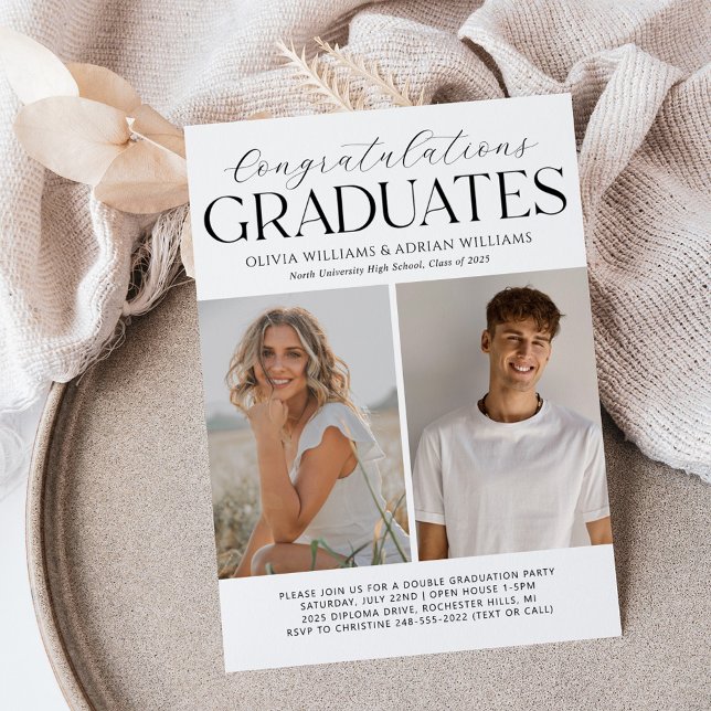 Congratulations Graduates Double Graduation Party Invitation (Creator Uploaded)