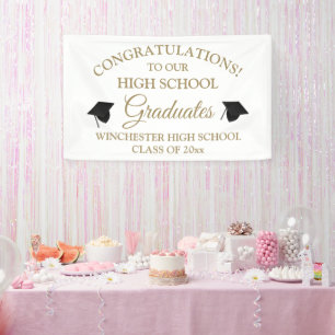 Congratulations graduates gold custom graduation banner