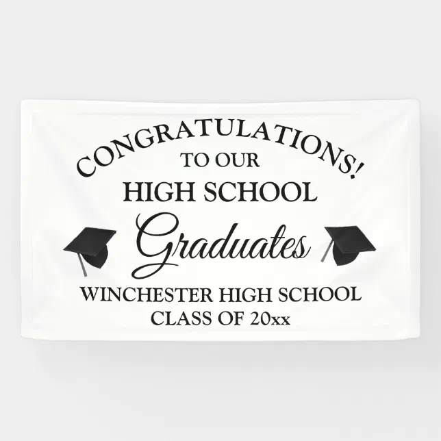 Congratulations graduates white custom graduation banner | Zazzle
