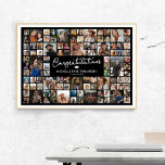 Congratulations Graduation 100 Photo Collage Poster<br><div class="desc">Graduation poster featuring a 100 photo collage of special moments of the graduates life,  the title 'congratulations',  a mortarboard cap,  their name,  and the class year.</div>