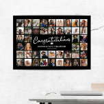 Congratulations Graduation 44 Photo Collage Poster<br><div class="desc">Graduation poster featuring a 44 photo collage of special moments of the graduates life,  the title 'congratulations',  a mortarboard cap,  their name,  and the class year.</div>