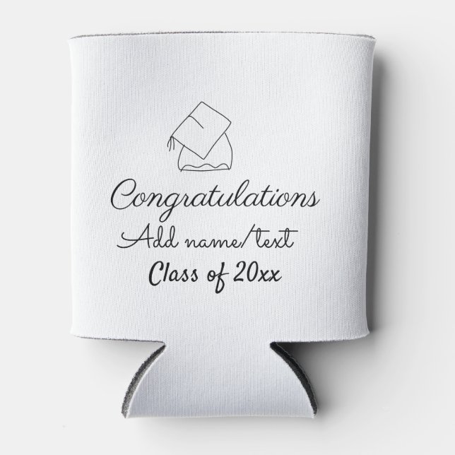 Congratulations graduation add name text year clas can cooler (Front)