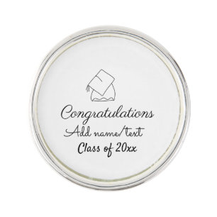 Congratulations graduation add name text year clas lapel pin