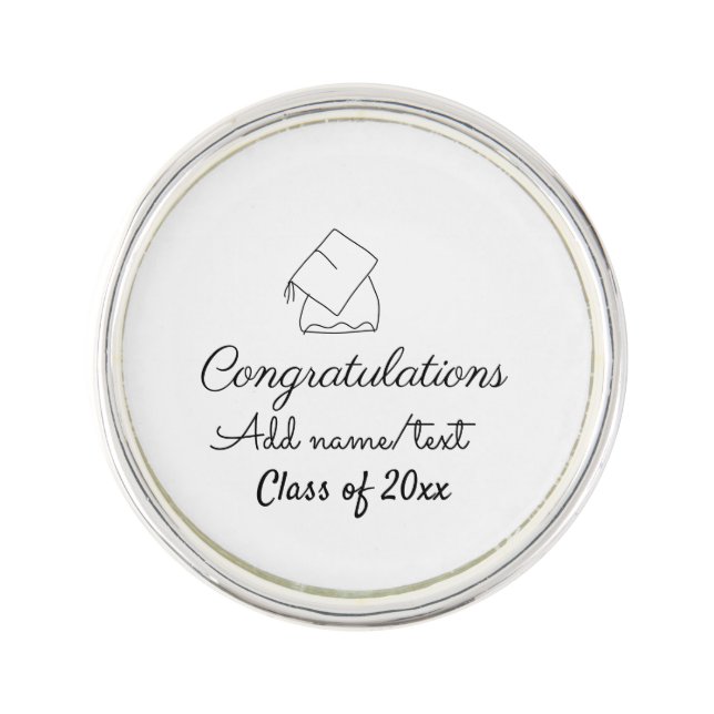 Congratulations graduation add name text year clas lapel pin (Front)