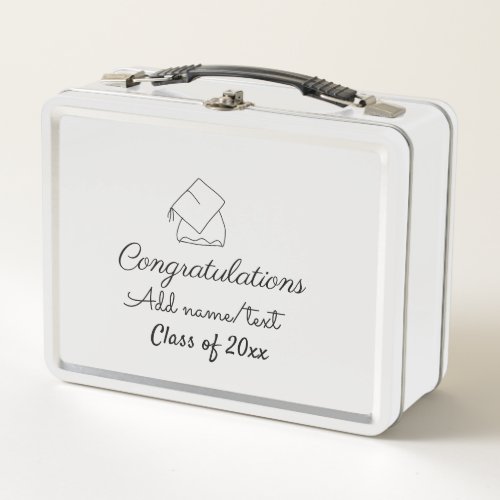 Congratulations graduation add name text year clas metal lunch box