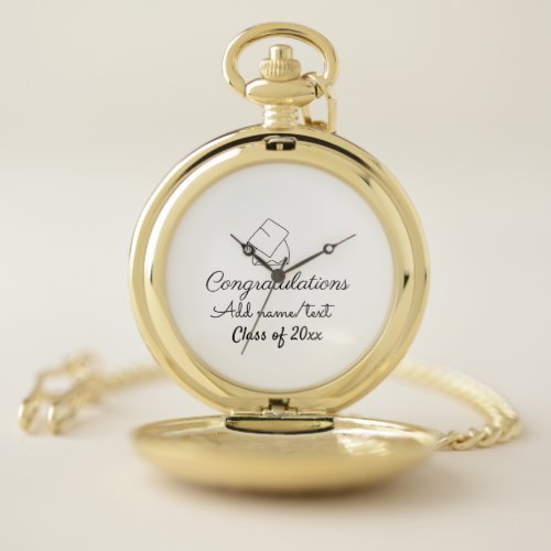 Congratulations graduation add name text year clas pocket watch