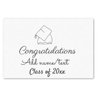 Congratulations graduation add name text year clas tissue paper