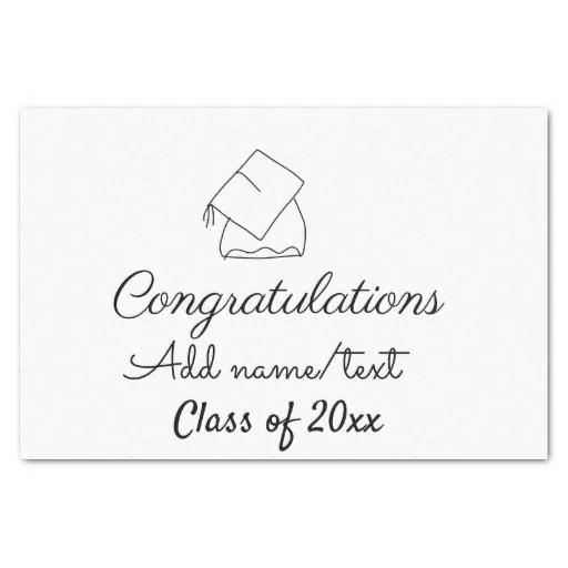 Congratulations graduation add name text year clas tissue paper