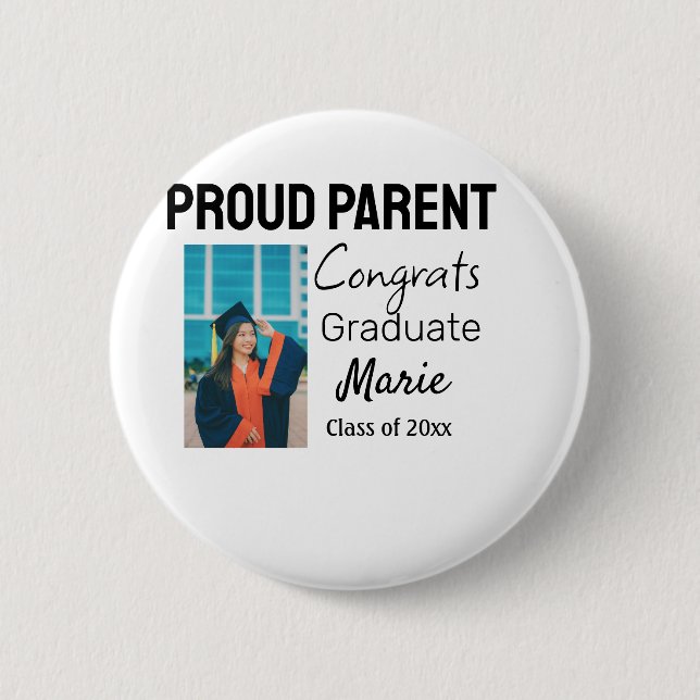 Congratulations graduation add name year text  button (Front)