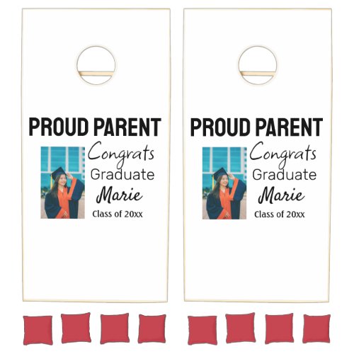 Congratulations graduation add name year text  cornhole set