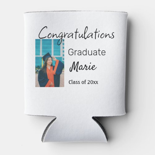 Congratulations graduation add name year text phot can cooler