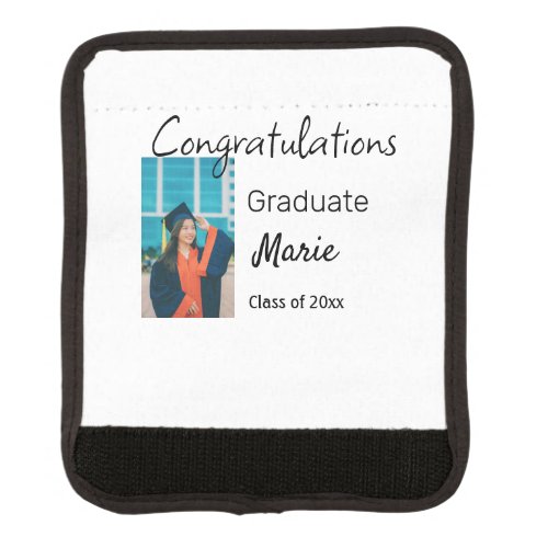 Congratulations graduation add name year text phot luggage handle wrap