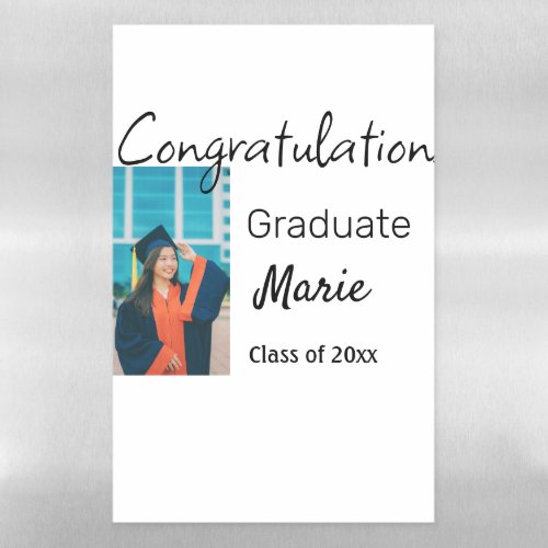 Congratulations graduation add name year text phot magnetic dry erase sheet
