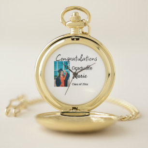 Congratulations graduation add name year text phot pocket watch
