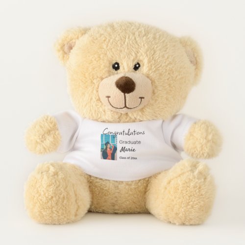 Congratulations graduation add name year text phot teddy bear