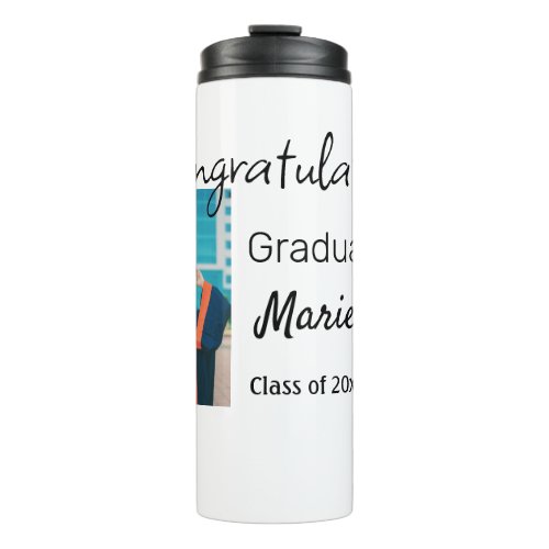 Congratulations graduation add name year text phot thermal tumbler