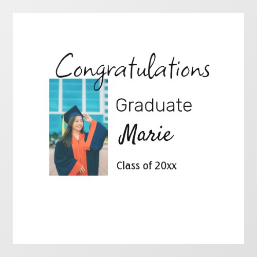 Congratulations graduation add name year text phot window cling